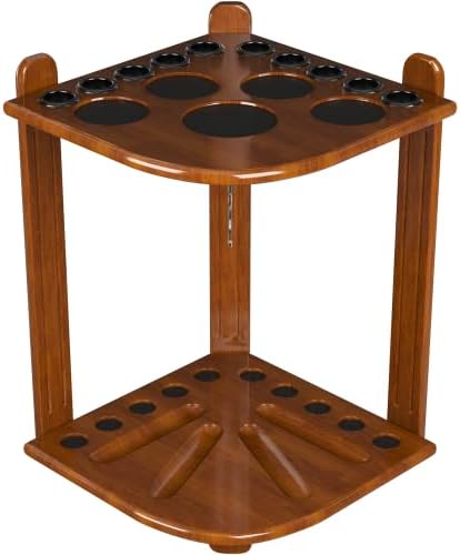 Iszy Billiards Pool Cue Rack for Cues and Tools - Billiard Cue Racks со држач за пијалоци, држи 10 стапчиња и целосен сет на топка - додатоци