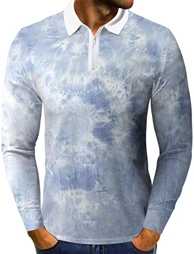 Краток ракав преголема кошула Менс модна обична штанд јака 3Д дигитална вратоврска обоен патент печатен долг ракав Т.