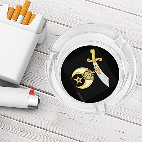 Shriner Logo Glass Ashtray за цигари цигари класичен круг чисти кристални пепелници