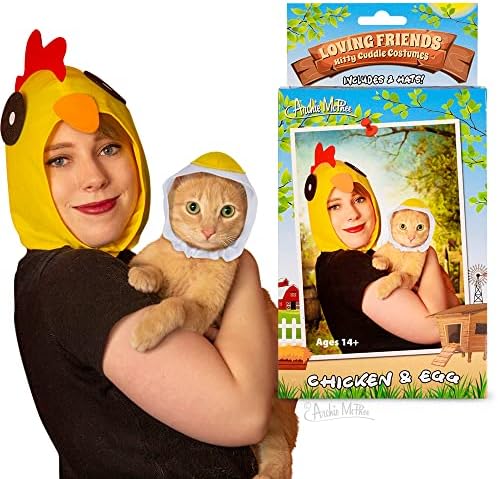 Archie McPee Loving Friends Kitty Cuddle костуми, облека од пилешко и јајце, одговара на сите, жолти