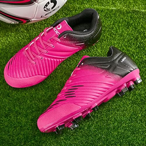 Фудбалски чевли за леоци за момчиња розови фудбалски распрскувачи што дишат атлетски дете црни фудбалски чизми за надворешни фудбалски фудбалски