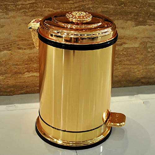 Skimt Trash Can Bales Golden Pedal Metal Trash Can Can upscale hotel hotel villa кујна дневна соба бања покриена корпа за складирање ѓубре