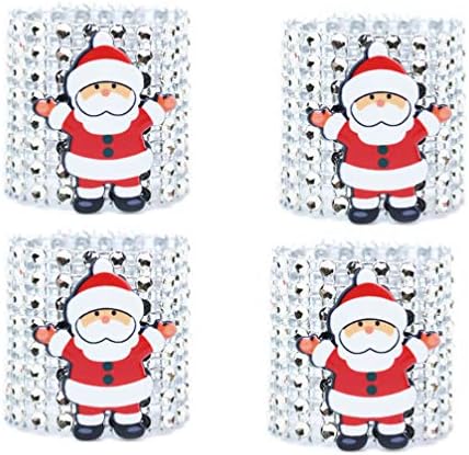 Toyandona Божиќна салфетка прстени сервисети токи: 12 парчиња Дедо Мраз Клаус прстени за салфетка трпезари