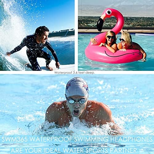 Свмиуск Краток Кабел Водоотпорни Слушалки За Пливање, Лесно Превртување И Не Паѓање, Жичен 3,5 мм Приклучок 15-инчен Кабел Должина, Подводни