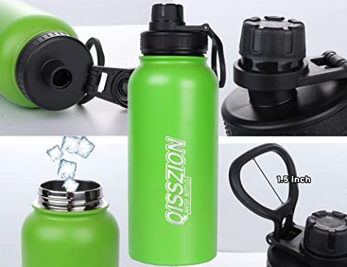 Qisszion изолирано шише со вода 32oz/ 1000ml & носач со ракав за складирање; Повторно употреблив салата за вода и спортско шише со држач