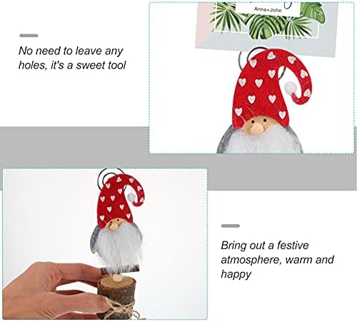 Housoutil Christmas Swedy Tomte Holder Decorative Place Memo Strager Card Carder Christmas Element Cartive Table Table Broater Shouters со база за Божиќна декорација црвена