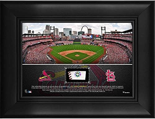 Сент Луис кардинали врамени 5 стадионски колаж со 5 „x 7“ со парче бејзбол користена игра - Плаки и колажи на МЛБ Тим и колажи