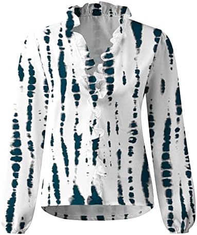 Облека мода V врат графички обичен пилум Топ маичка за дами со долг ракав, летен есен женски 64 64 64