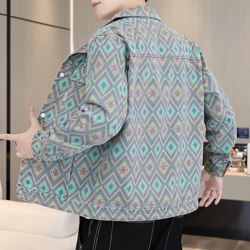 CJQJPNZ персонализиран дизајн тексас јакна Машка печатена лабава големина тексас јакна од улична тексас јакна