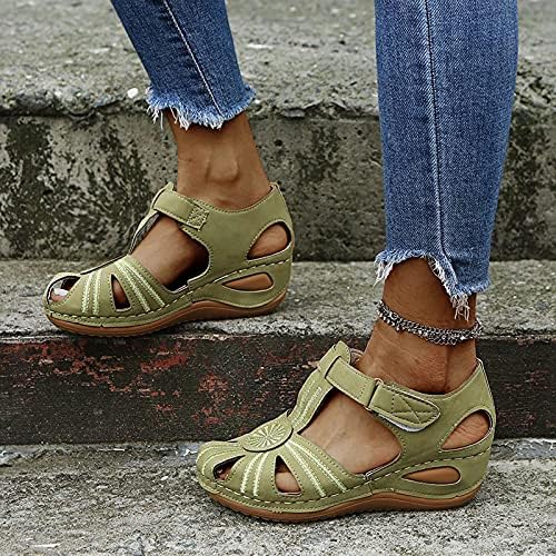 Summerенски летни сандали обични бохемија гладијатор клинови чевли удобни каиш на глуждот на отворено платформа сандали меки единствени