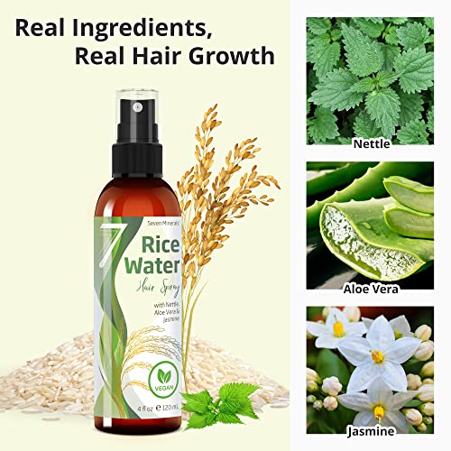 Нова ферментирана оризова вода за раст на косата - Мешана со коприва, Алое Вера и Јасмин - Веган не -мрсна спреј за вода од ориз - природно