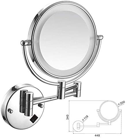 ГРУНИ Ѕид Монтирани 8 Инчен Шминка Огледало 5X Зголемување Суета Огледало Скриени Инсталирате Суета Огледало 360&засилувач; степен