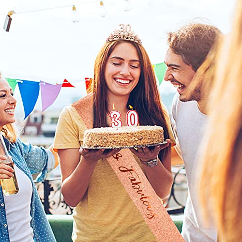 Бахаби 30 -ти роденден и сет на круната на 30 -ти роденденски украси за жени 30 -ти роденденски подароци за нејзиниот роденденски саш и тијара