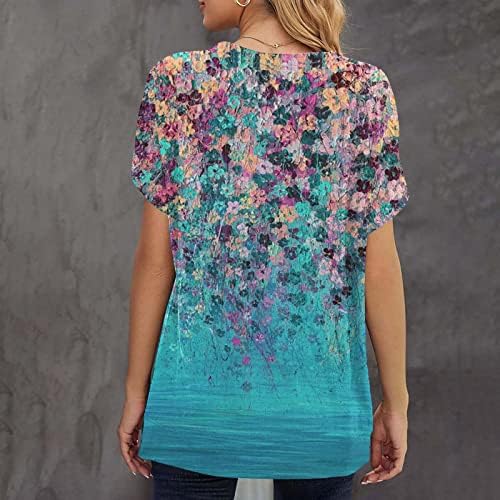 Лето 2023 година женска маица лабава вклопена блуза врвови девојки кратки ракави градиентни печатени обични симпатични графички маички
