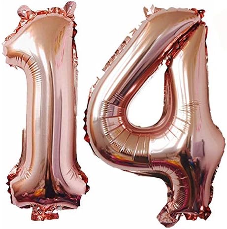 14 -ти роденденски украси за забави, балони со злато од розово злато за роденденски материјали, декорации за годишнини од декорации