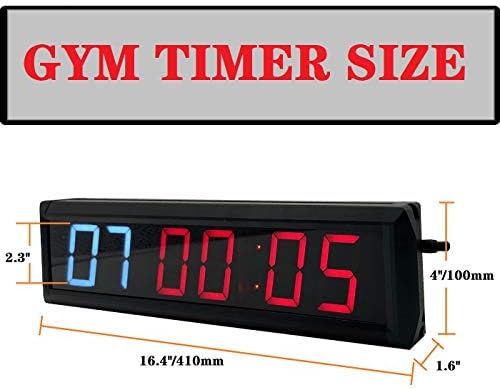 Одбројувањето на часовникот на Ledbrigym Gym Countdown Intervals интервали на стопев за тренинзи далечински управувач црвена сина 2,3 инчи