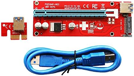 20PCS PCI-E Riser Adapter картичка напојува PCIE VER 008C 16X до 1x W/60CM USB 3.0 продолжен кабел и 6-PIN PCI-E до SATA Power Cable