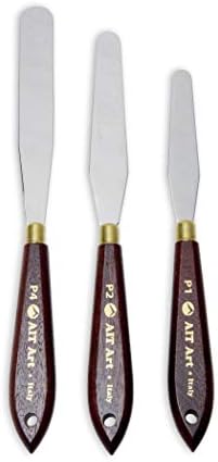 АИТ уметност Изберете ножеви за палети, сет од 3, направени во Италија, сечила на јаглероден челик со удобни дрвени рачки обезбедуваат флексибилност