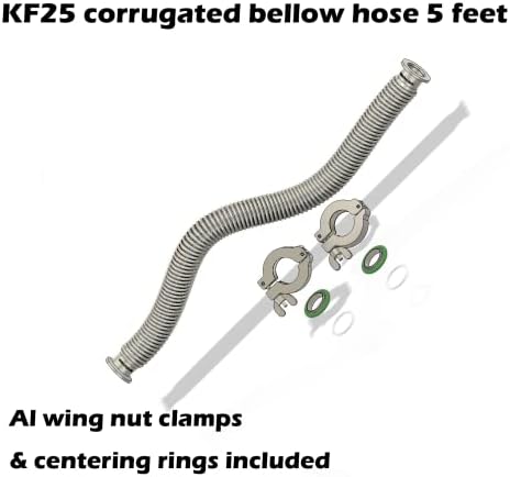 BMOTIONTECH ISO-KF KF25 брановиден флексибилен подолу црево сет со 2x алуминиумски прицврстувач / 2x SS Ring Ring / 2x FKM O-прстен