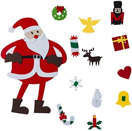 Почувствувајте Божиќен венец wallид што виси Божиќна декорација 1.7ft DIY Божиќен венец со украси од 15 парчиња за деца за деца