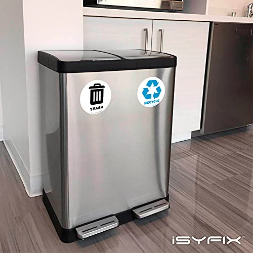 Налепница за рециклирање на iSyfix за отпадоци конзерва -6 пакет 5 инчи-премиум само-лепете винил, ламинирана за водоотпорен, УВ отпорен, совршен