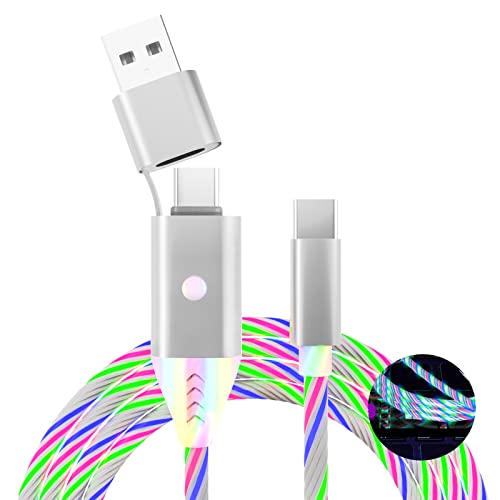 2 ВО 1 LED Кабел За Полнење Led Со Прекинувач, USB-A / C До C Осветлете USB C Андриод Кабел За Полнење, Кабел За Брзо Полнење