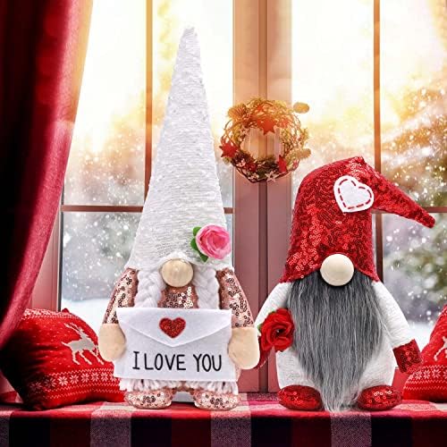 2 компјутери Ден на вinesубените гноми романтична двојка gnomes декор романтични украси за ден на вinesубените, украси за домашни