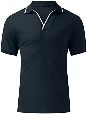 Zddo Mens Polo кошули Краток ракав против вратот Хенли кошула Турнедан јака голф манжетни атлетски тенок фит спортски обични врвови