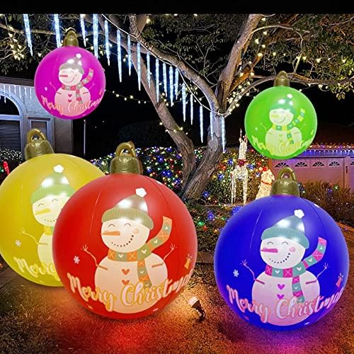 Божиќни украси во близина на 24 инчи Божиќна топка за надувување на балони вградени во далечински управувач на батерија RGB костуми во