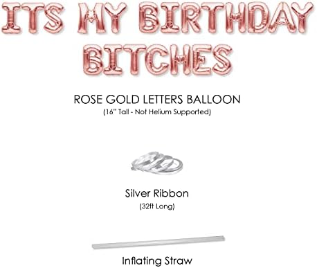 PartyForever Rose Gold е мојот роденденски кучки балони Банер роденденски украси и материјали