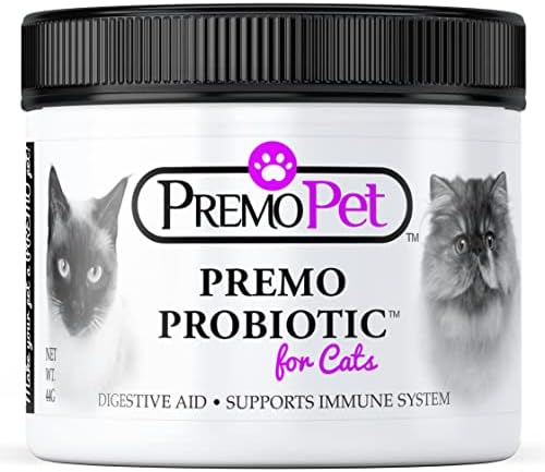 Пробиотик за мачки - 120 порции - Премо ПЕТ - Дигестивна помош Плус Пребиотици - Најдобро за дијареја, повраќање, гас, услови на кожата
