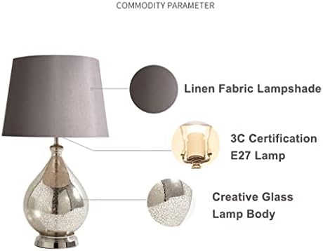 Светилка за кревети во кревет Ноксц, ламби за креативни стаклени маса со ткаенина и метална основа модерна ламба за табела за дневна