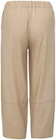 Xiloccerенски женски капри за пешачење панталони обични цврсти бендови жени памучни панталони панталони Еластични панталони лабави