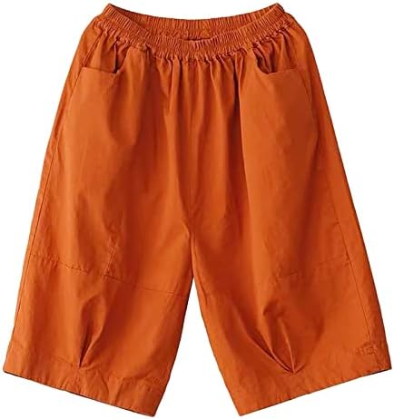 Цврста боја Бермуда шорцеви женски колено должина на коленото летни летни шорцеви со дрес со длабоки џебови салон со долги шорцеви шорцеви