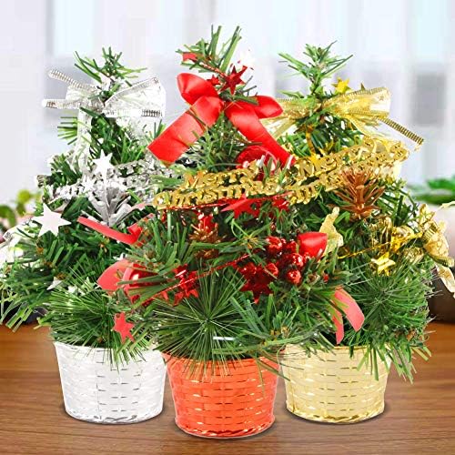 ФБВЕ вештачки новогодишни елки, 3 пакувања мини 8 инчи за декорација на маса вештачки таблети Божиќ борови спална соба украс за