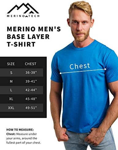 Merino.Tech Mer -Mirt Mens Mens - органски мерино волна под -лесна основна слој