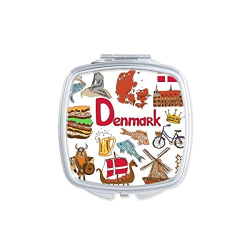 Данска пејзаж животни Национално знаме огледало преносно компактен џеб шминка двострано стакло