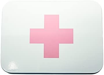Розова розова ретро емајлирана кутија за прва помош за складирање на лекови и украси за домови со капакот и отстранливата лента