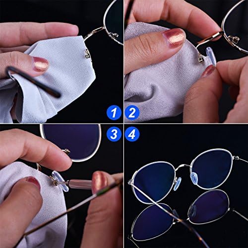 Комплет за поправка на очила за очила 10 пара воздушни комора нос подлошки силиконски завртки за очила за нос со завртки со завртки и крпа за чистење