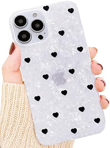 J.West Case Компатибилен со iPhone 12 Pro Max 6,7-инчен, луксузен сјај искра бело срце lубител на срцето печатење проucирен чист тенок мек силиконски