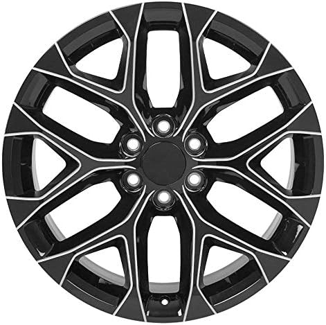 ОЕ Wheels LLC 22 инчен раб одговара на Silverado Snowflake Wheel CV98B 22x9 црно мелено тркало Холандер 5668