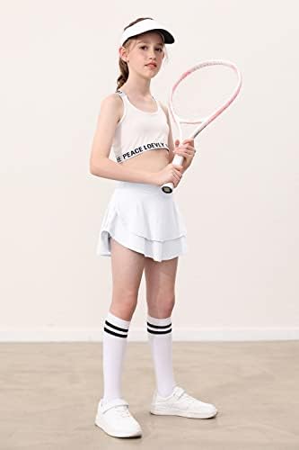 RRHSS девојки кросовер половини со половини џебови тенис здолниште солиден обичен атлетски трчање спортски голф