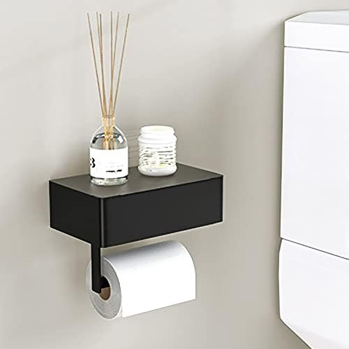 Латентен држач за тоалетна хартија со полица - Зачудувачки марамчиња за складирање на диспензери за бања, тоалетен wallид монтиран