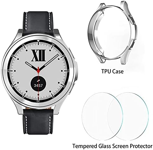 [5+5 Пакет] Случај Компатибилен За Samsung Galaxy Watch 4 Класичен 42mm, Позлатен Tpu Браник Капак+5 Калено Стакло Заштитник На Екранот Филмови