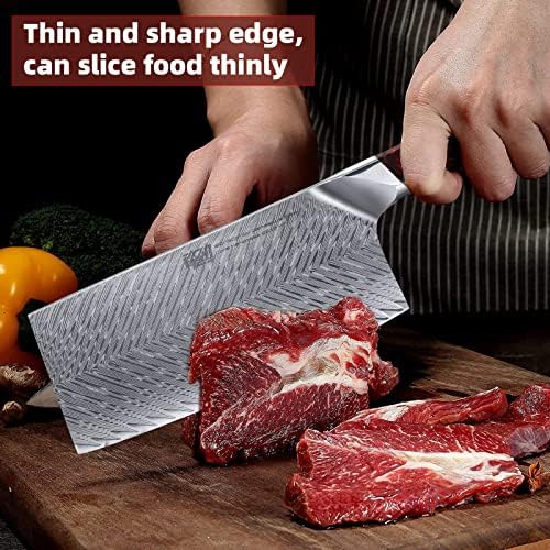 Пронајдете ги ножевите за ножеви за готвачи од 4 парчиња, разноврсни и мултизизирани, комплет за нож од челик во Дамаск, целосен