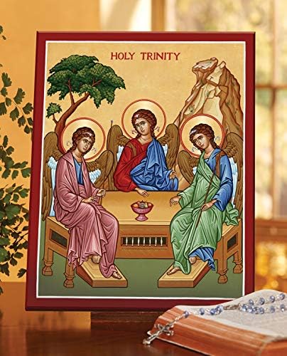 Манастирски икони Света Троица Монтирана Плакета Икона Репродукција 11 х 14