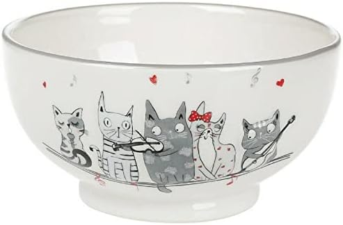 19 fl oz Бела керамичка чинија со мачки