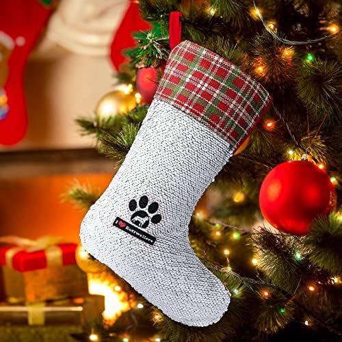 Јас ги сакам Ротвејлерс Божиќни секвенци за порибување на семејни чорапи Декори за дрво слатки украси за украси за украси за Божиќ 9,9 x 13.2