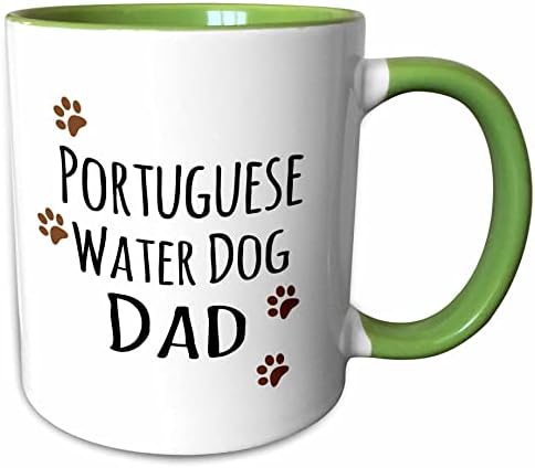 3drose Португалско вода куче тато - кучиња од раса - Muddy Brown Paw Print - Doggy loverd Pert Pet - керамичка кригла, 11 -унца
