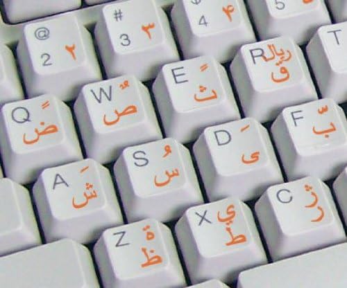 Етикети со тастатура со тастатура 4Keyboard, портокалови букви на транспарентна позадина за работна површина, лаптоп и тетратка